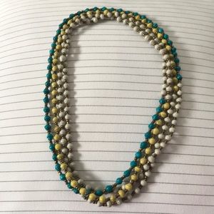 Noonday turquoise/yellow paper bead necklace